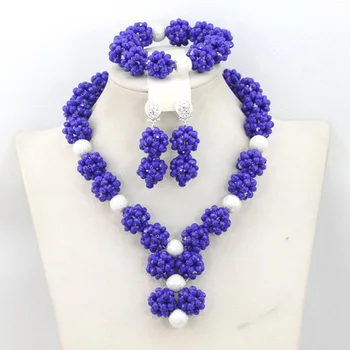 

Beautiful White Wedding Bridal Jewelry Set Rare African Necklace Sets Best Design Free Shipping Wholesale HBS017