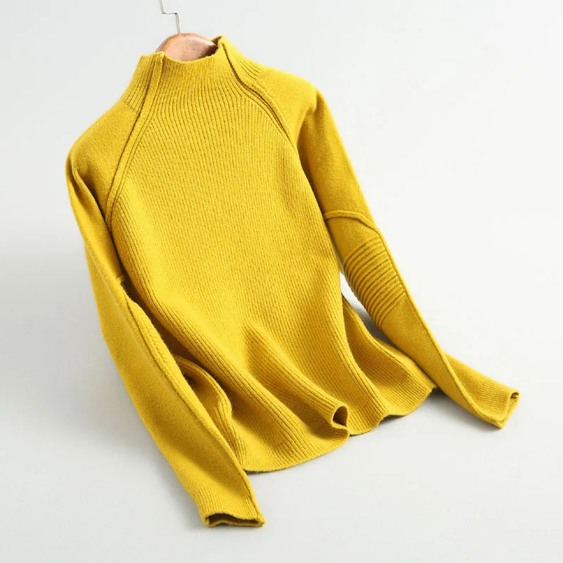J185 женский осенне-зимний теплый свитер с высоким воротником, женский элегантный короткий вязаный свитер с длинным рукавом, шикарные свитера