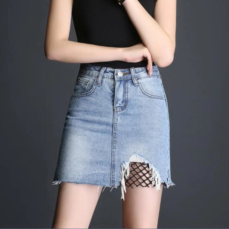 Summer wear new sexy hole burrs package hip skirts The cowboy