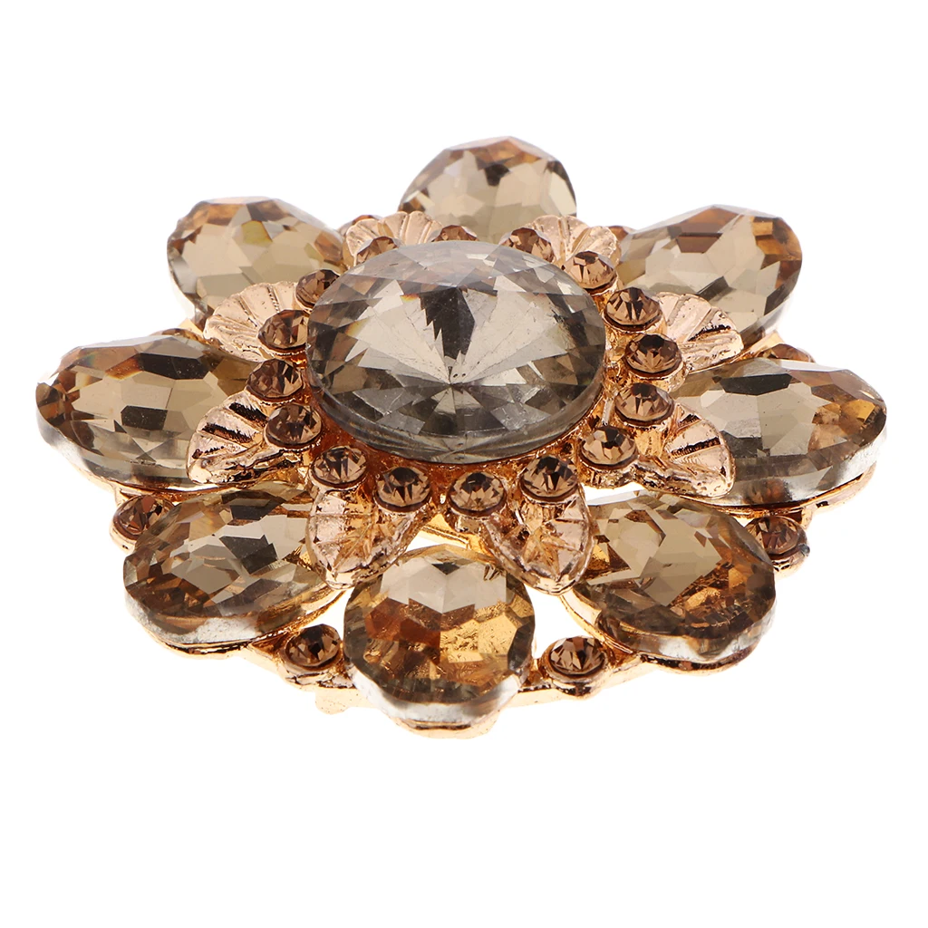 Flower Alloy Crystal Rhinestone Shank Buttons Sewing Decorative Buttons for Sewing Clothing Sweater Dress DIY Crafts Supplies
