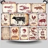 Cuts Butcher Guide Beef Chicken Pig Meat Collcetion Vintage Metal Sign Triceratops Cuts Plates Kitchen Butcher's Shop Decor WY71 ► Photo 1/6