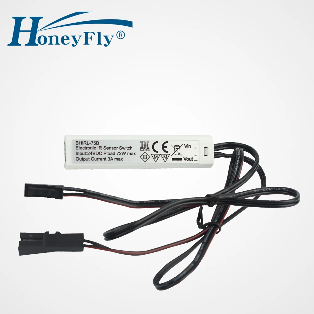 HoneyFly, новинка, 2 шт., ИК-датчик, переключатель, DC8-30V, 12 В/24 В, 3 А, инфракрасный датчик, переключатель, автоматическое включение-выключение, Светодиодная лента/шкаф, 5 см, CE