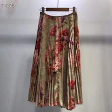 Горячая Распродажа Весенняя повседневная одежда Женская романтическая богемная плиссированная рубашка с принтом модная имперская длинная юбка до середины икры Feminino