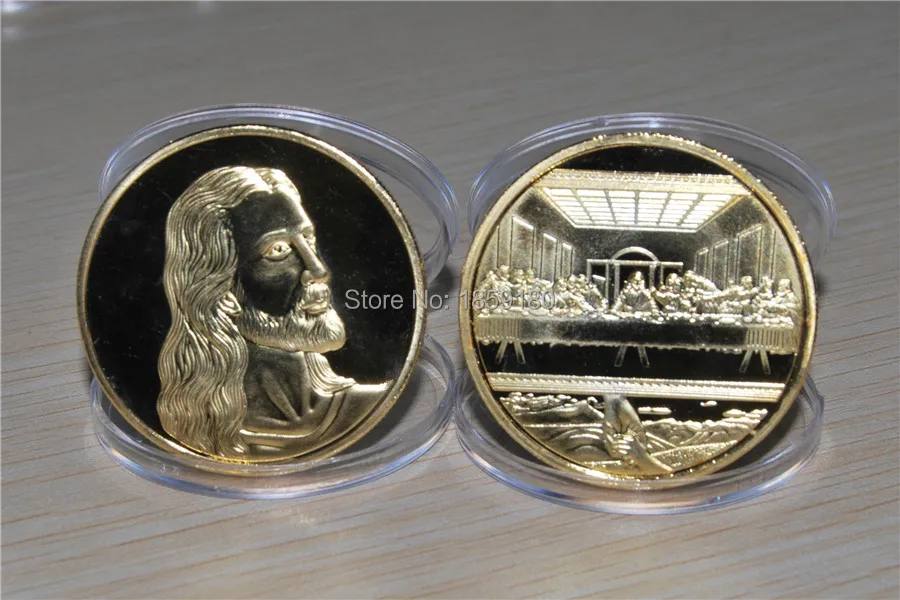 

JESUS at the LAST SUPPER - 24kt Gold Plated Uncirculated PROOF Coin in Capsule, free shipping 2pcs/lot