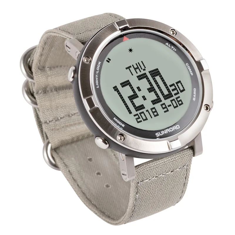 SUNROAD военные цифровые часы мужские часы лучший бренд класса люкс монитор сердечного ритма спортивные наручные часы Saat Relogio Masculino - Цвет: Silver
