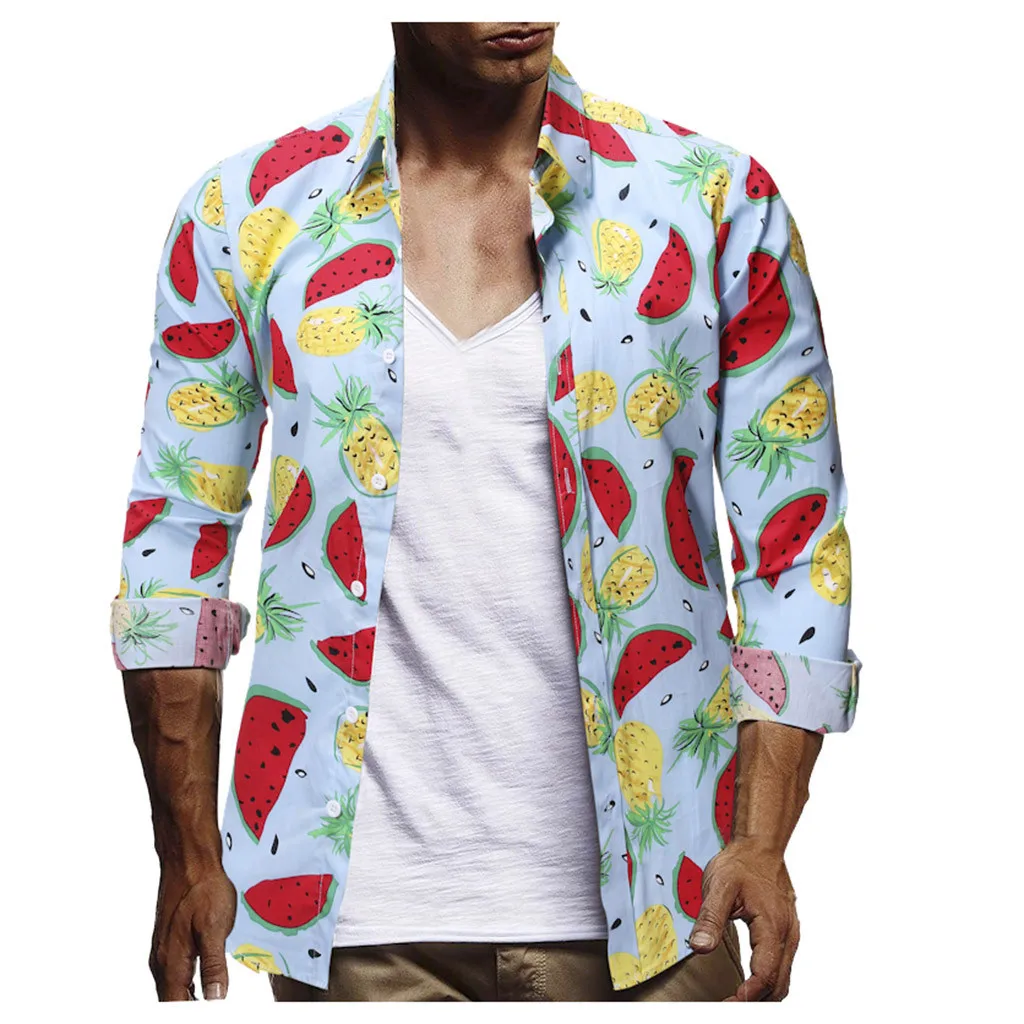 Мужская летняя полосатая блуза Повседневная тонкая рубашка с длинными рукавами Топ, рубашка estampadas