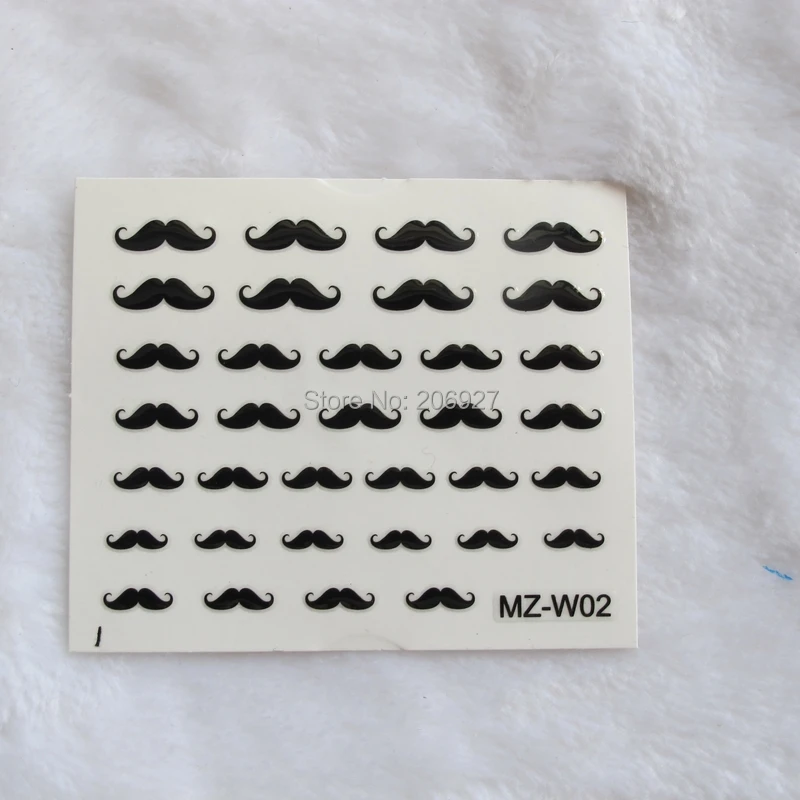 

2PCS MZ-W2 Nail Art Cute Black Moustache Sticker Nail Art Sticker