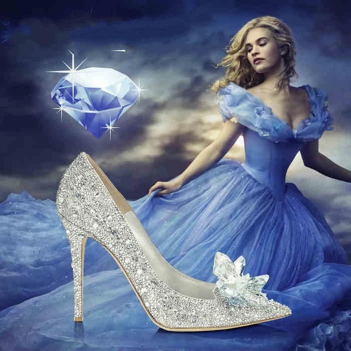 2015 Cinderella Wedding Shoes Hot Sale Lily James Inspired Crystals