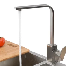 304 Нержавеющая сталь Матовый никель для кухни кран одной рукой горячей и холодной Умывальник смеситель Водопроводной воды kf650