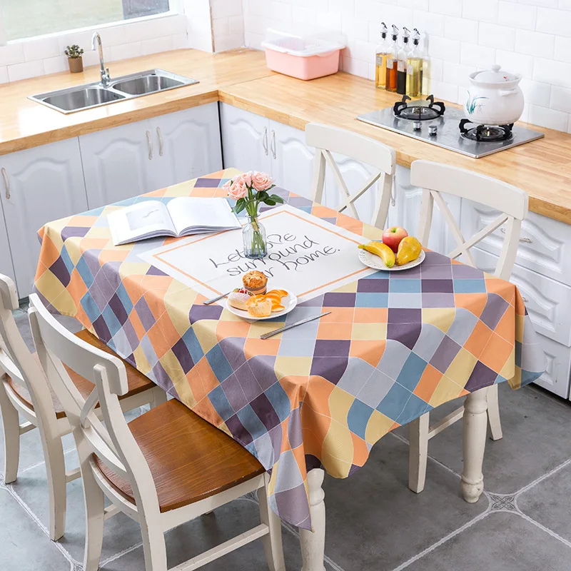 

Color Geometry Printing Decorative Table Cloth Waterproof Tablecloth Rectangular Dining Table Cover Table Cloths For Kitchen