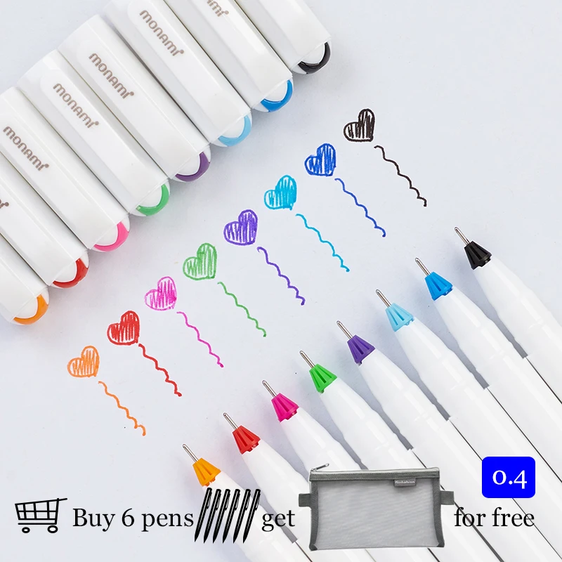 

Korea monami 0.4 mm Gel Pen Metal Tip Drawing Pen For Doodle Sketch Painting 8 Colors Available 208