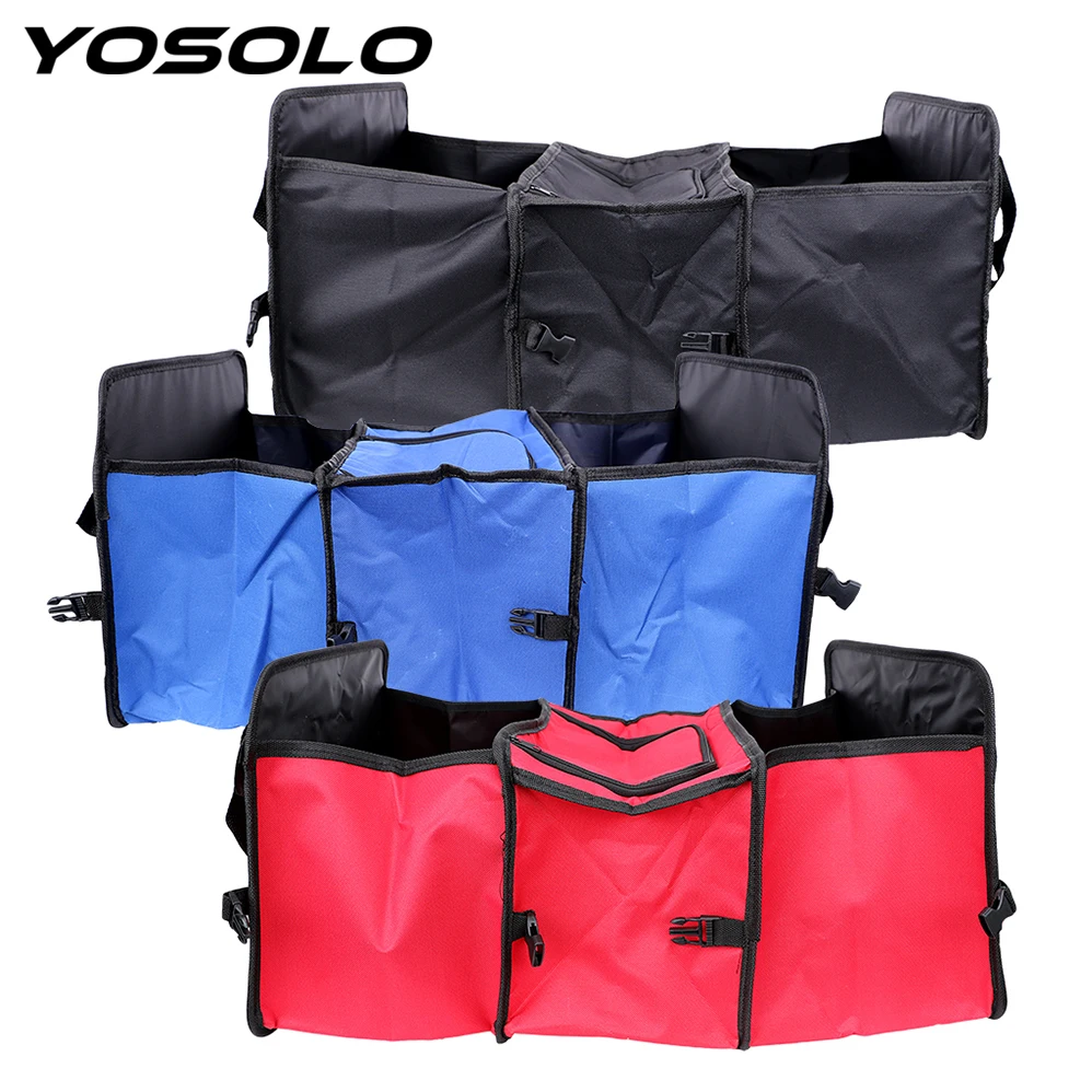 

YOSOLO Car Trunk Storage Bag Stowing Tidying Universal Auto Back Seat Organizer Car-styling 3 Compartments Carpet Folding Box