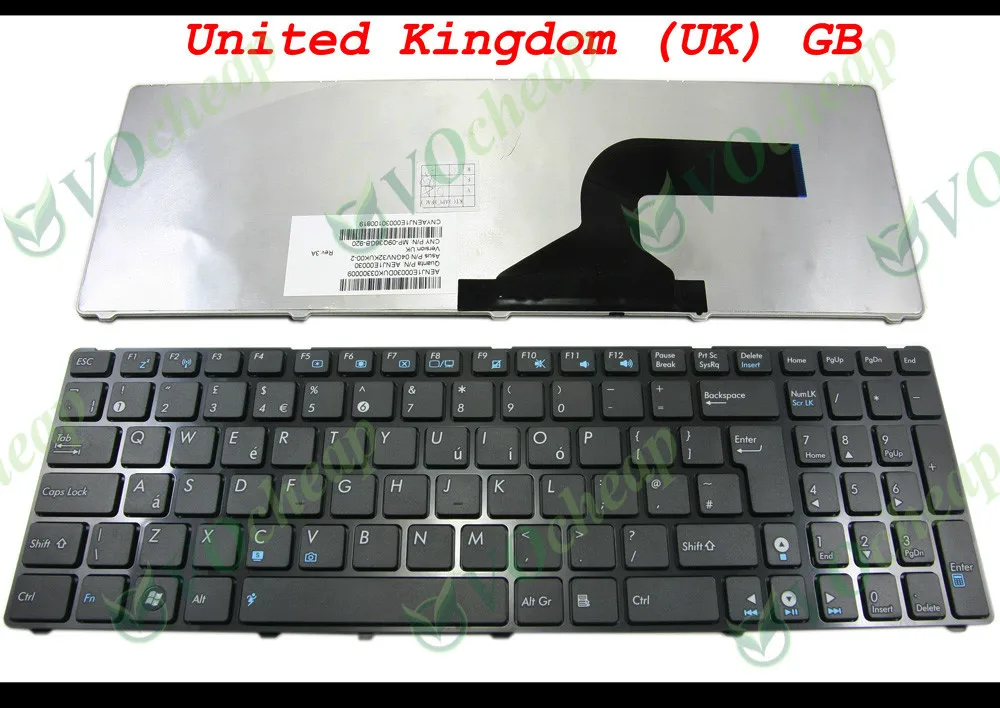 Новая клавиатура для ноутбука Asus G60 K52 U50 UX50 X61 G60J G60V G60JX G60VX черный с рамкой версия UK
