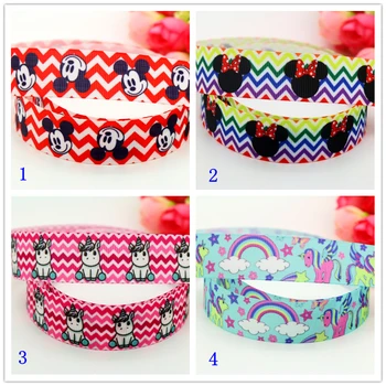 

7/8'' Free shipping mickey minnie unicorn printed grosgrain ribbon hairbow headwear party decoration diy wholesale 22mm S574