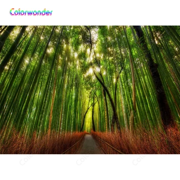 

Fairy Tale World Photography Background Green Trees with Tall Bamboos 7x5ft Natural Scenery Backdrops for Photo Booth Studio