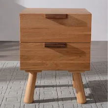 White Oak Wood Bedside Stand Drawer Cabinet