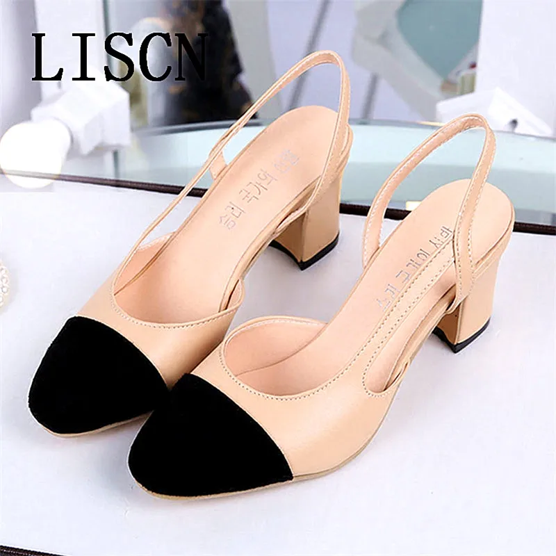 

2018 spring and autumn new round head shallow mouth high-heeled Slim color single shoes women's fashion casual shoes 6
