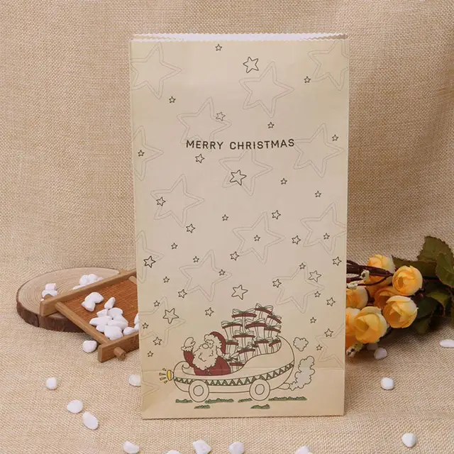 8 Pcs Kraft Paper Christmas Gift Cookie Biscuits Snack Bag Party 8 Pcs Kraft Paper Christmas Gift Cookie Biscuits Snack Bag Party Bowknot Wedding