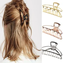 2020 femmes filles géométrique pince à cheveux pince à cheveux crabe forme de lune pince à cheveux griffes couleur unie accessoires épingle à cheveux grande/Mini taille