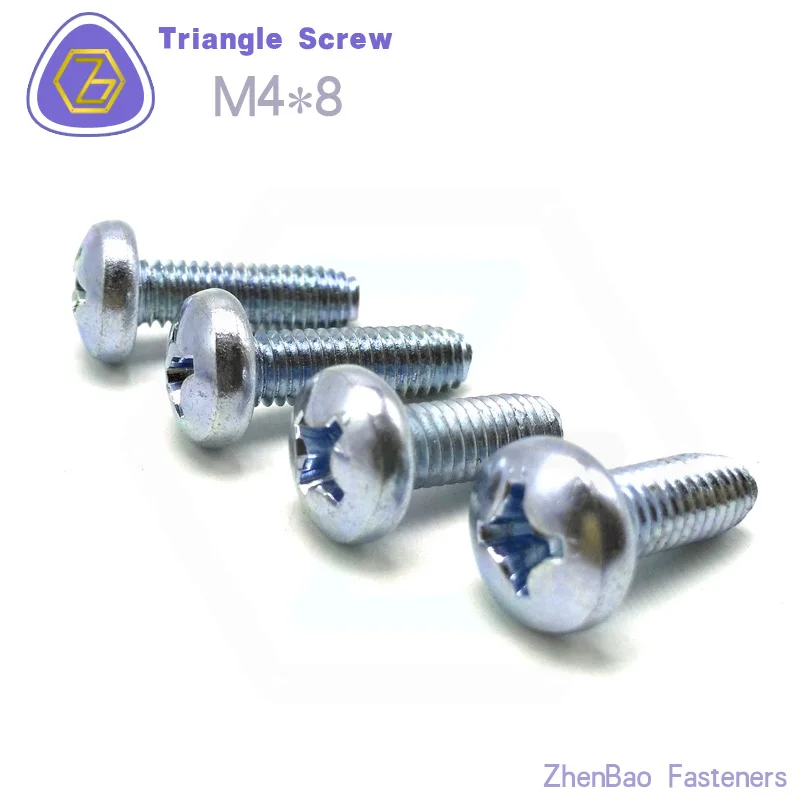M4 * 8 200 шт треугольная резьба болт с полукруглой головкой Саморез Синий Цинк