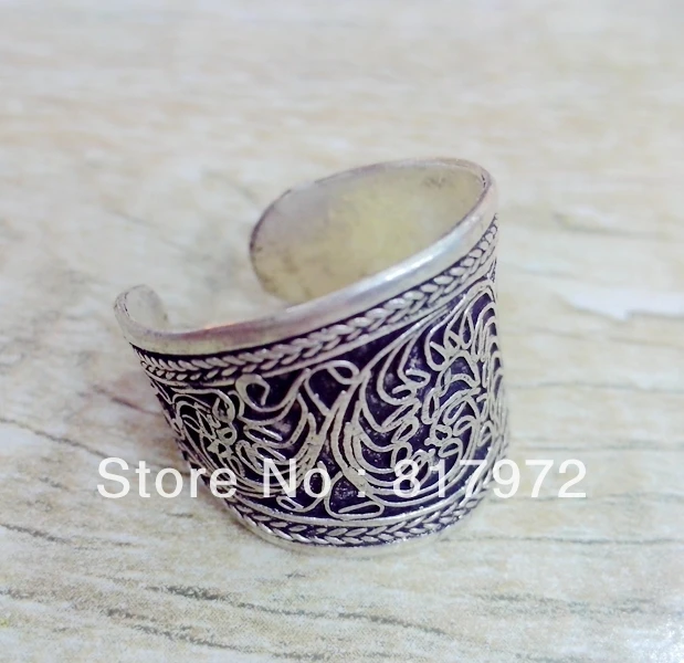

10pcs Retro Style Fashion Tibet Mystery Flower Lace Line Nepal Ring Adjustable Unisex Party Gift