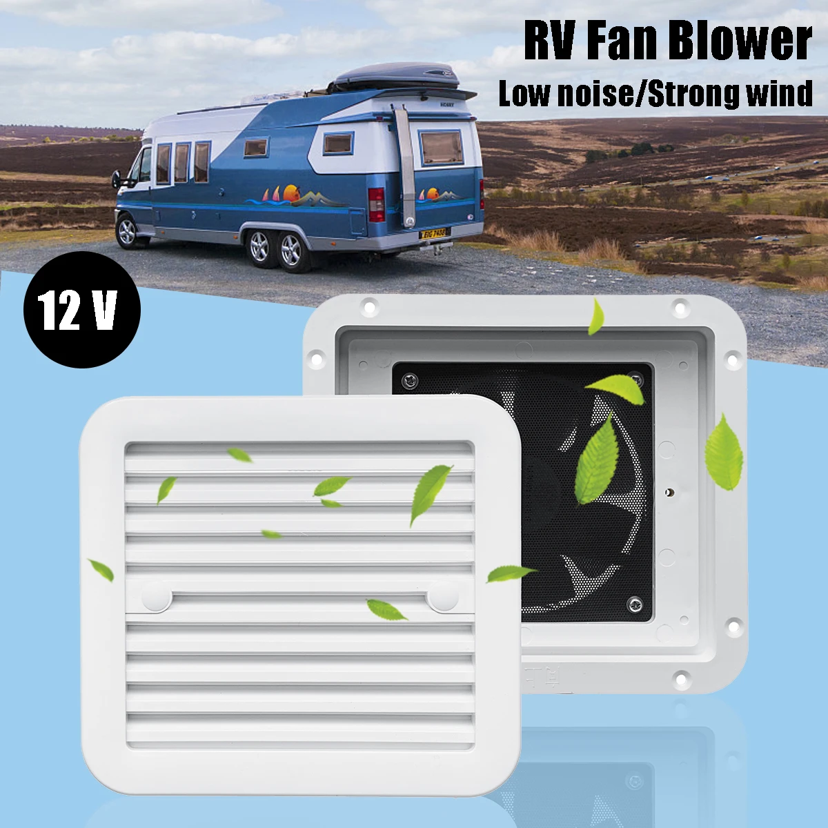 

3 Types RV Trailer Caravan Side Air Vent Ventilation Blade Fan Blower Cooling Two-Way One-Way Wind One-Way Mute 12V Low Noise