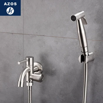 

Azos Bidet Faucet Pressurized Shower Nozzle Stainless Steel Stainless Steel Cold Water Two Function Toilet Wash Washing Machine