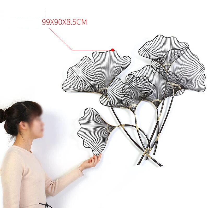 Современные подвесные настенные украшения из кованого железа Ginkgo Biloba декор для
