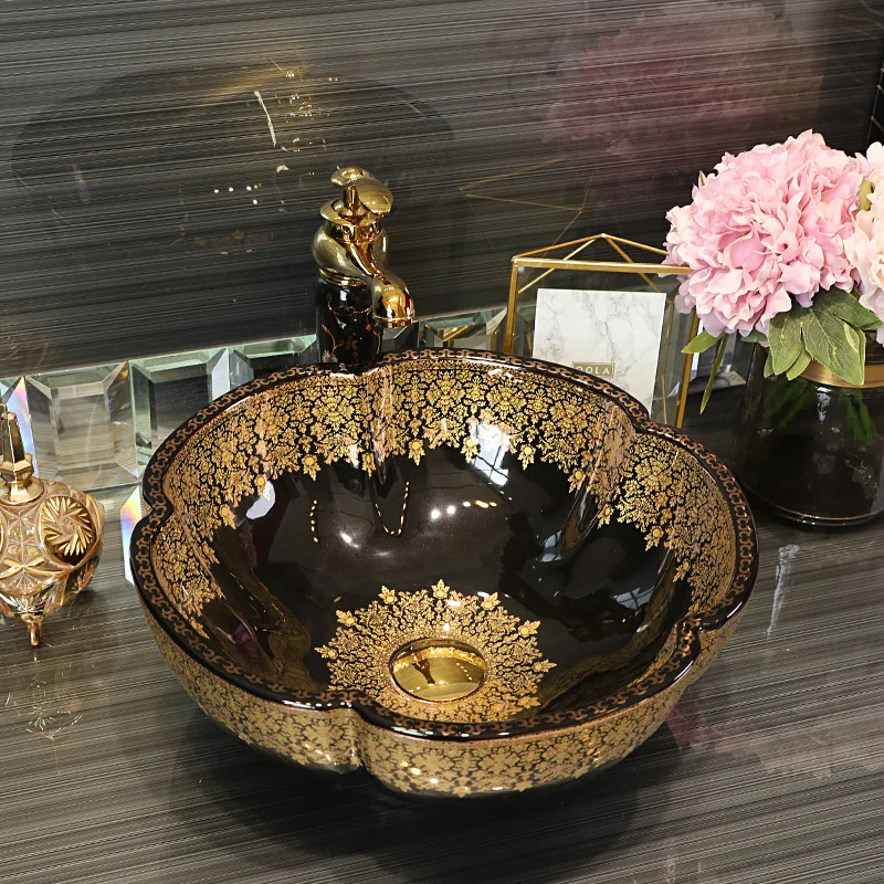 Jingdezhen factory directly ceramic hand painted hand wash basin bathroom sinks (4)