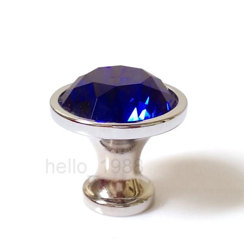 5pcs 35mm Blue Crystal Knob Handle Cupboard Closet Drawer Knobs