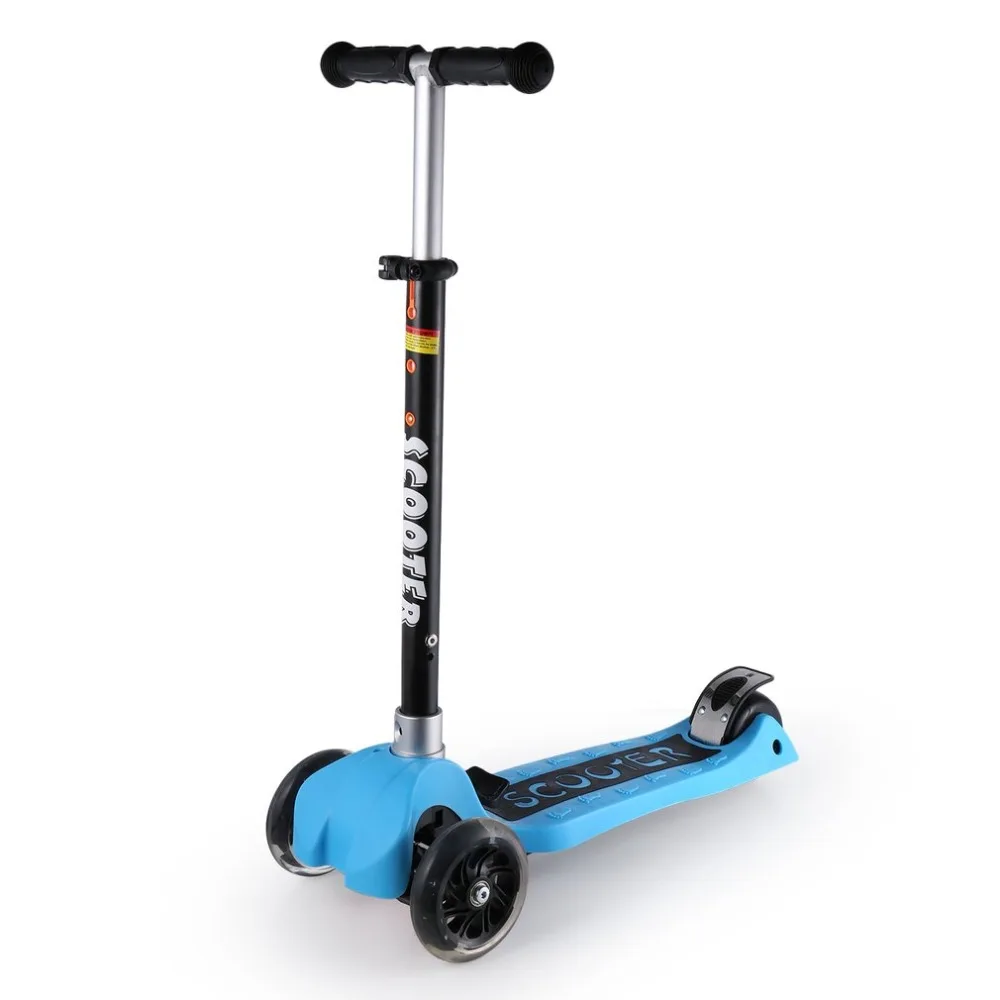 

Adjustable Foldable 3 PU Wheel Mini Children Kick Scooter with Flashing Wheel Music Play Three Height Adjustable Dual Brakes