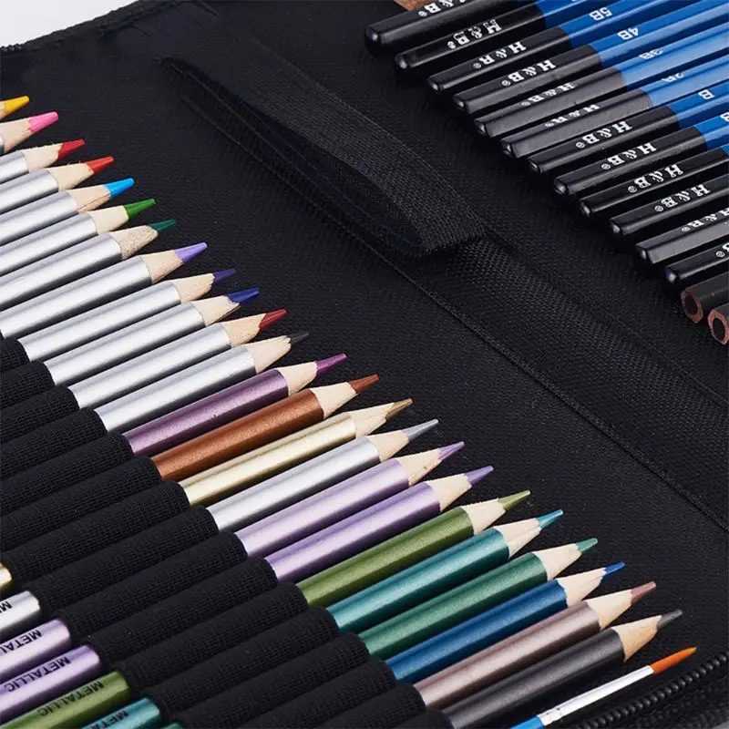 1 Set 29.7*19.6*3.3cm Painting Pencils Set Sketching Drawing Pencils Set Pencils and Sketch Kit, 51-Piece Complete Artist Kit