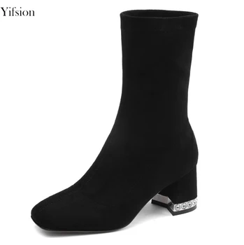 Olomm Women Winter Mid-Calf Boots Sexy Square Heels Slip-On Boots Square Toe Black Brown Grey Office Women Shoes US Size 3-9.5
Olomm Women Winter Mid-Calf Boots Sexy Square Heels Slip-On Boots Square Toe Black Brown Grey Office Women Shoes US Size 3-9.5