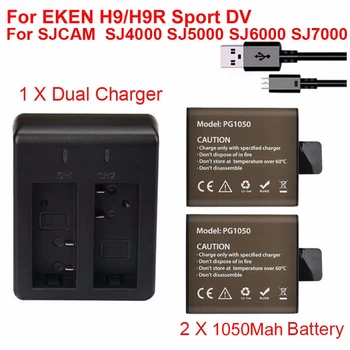 

2pcs Battery dual Charger For EKEN H9 H9R H3R H8PRO H8R pro for SJCAM SJ4000 SJ5000 action camera Sport Mini DV Bateria