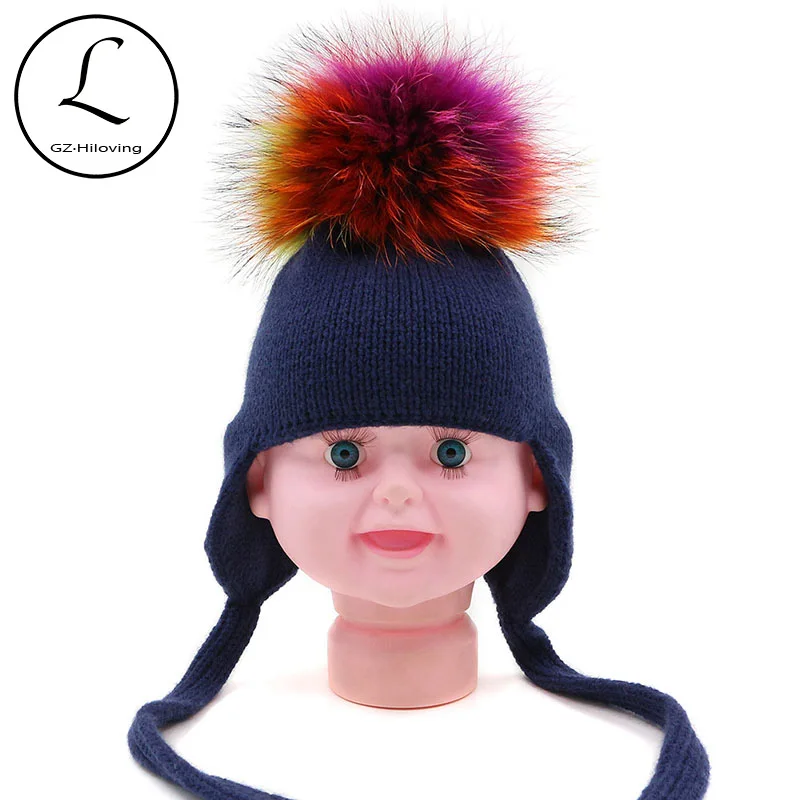 

GZHILOVINGL 1-5 Months New Baby Winter Hat Fur Pompom Caps Bonnet Boys Girls Knitted Cap Wool Protect Ear Hats Warm Kids Beanie