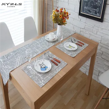 

XYZLS Europe Style Cotton Linen News Paper Printed Table Runner Fashion Table Runners for Party Vintage Home Decor 30x220cm