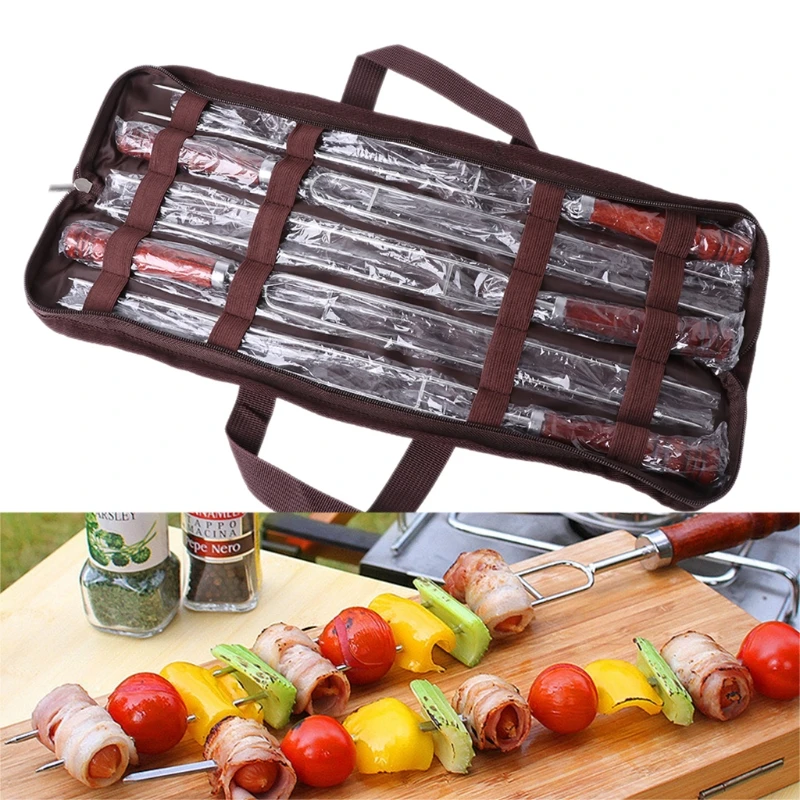 NEW 5pcs Roasting Forks With Bag Camping Hot Dog Skewers BBQ Forks