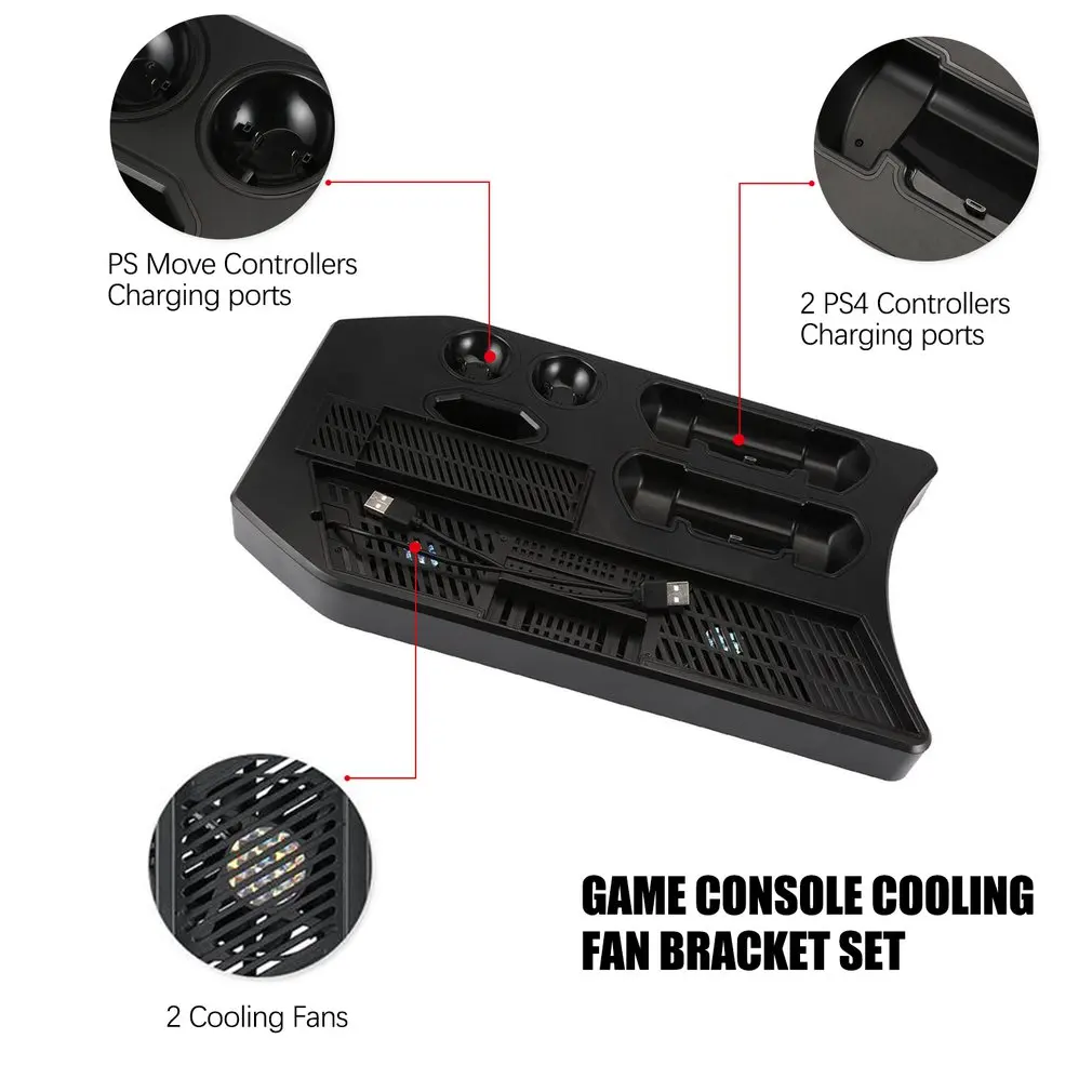KJH зарядное устройство контроллер вертикальная подставка геймпад зарядная док-станция консоль кулер для PS Move для PS4 Slim для PS4 Pro для PSVR/PSVR2