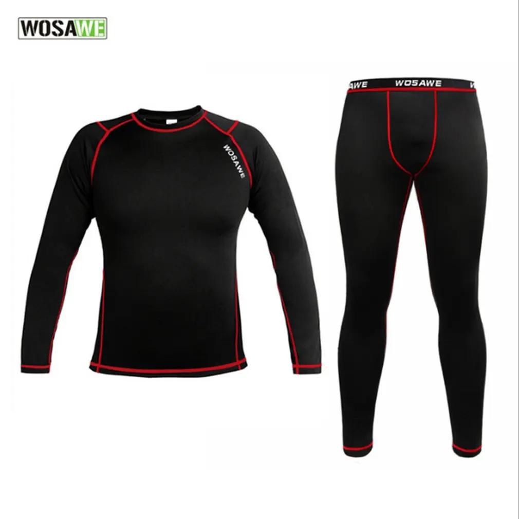 

WOSAWE Men Winter Thermal Warm Up Fleece Compression Cycling Base Layers Shirts Running Sets Jersey Sports Suits Hot Hot