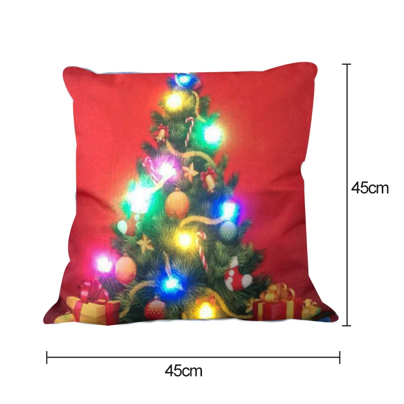 Luminous Christmas Cushion Cover LED Light Throw Pillows Cover For Sofa Home Car Xmas Decoration Deer Santa Claus Pillowcases