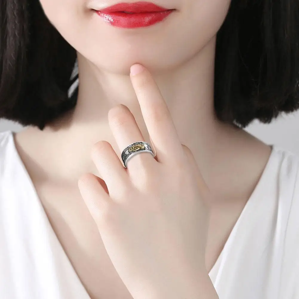 Feng Shui Pixiu Charms Ring Women Amulet Wealth Lucky Open Adjustable Ring Men Buddhist Jewelry Rings Unisex