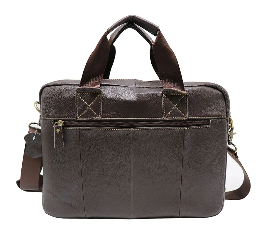 جلد طبيعي الأعمال 14' الكمبيوتر حقيبة محفظة الأعلى مقبض يد الرجال الكتف Crossbody أكياس الرجال حقيبة ساعي