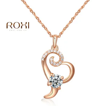 2017 ROXI Big Promotion Long Necklace Crystal Rose Gold Color Cute Zircon Charms Chains Bridal Gift Wedding Jewelry TOP Quality