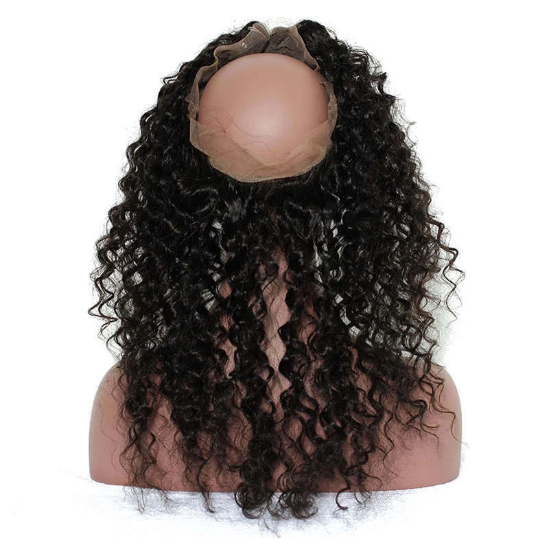 360 Lace Frontal Closure Pre Plucked With Baby Hair Deep Wave Frontal Brazilian Virgin Hair 360 Human Hair Closure