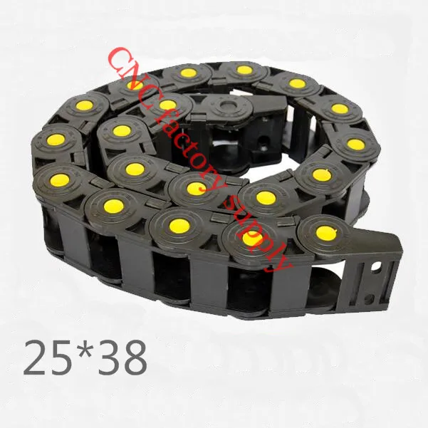 Желтые пятна 1 M 25*38 мм Пластик Цепной кабель-канал для станков с ЧПУ, внутренний диаметр открывающейся крышкой, PA66