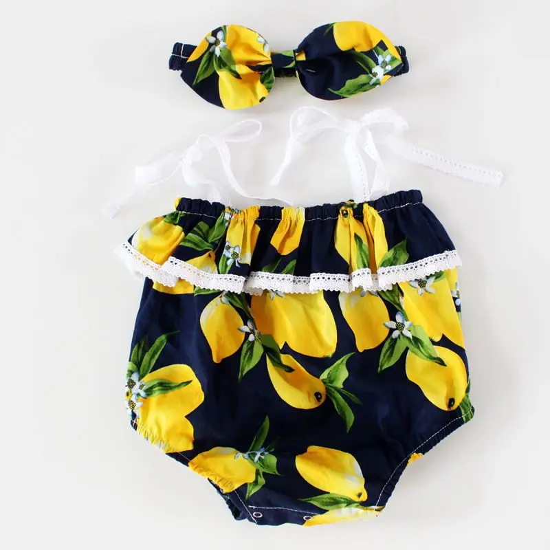 Summer Style Baby Girls Clothing Sets Sweet Princess Sleeveless 7 Colors Patchwork Lace Romper + headbans Baby Girls Set (1)