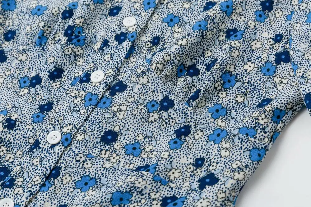 Bazaleas Франция синее летнее платье в горошек с цветочным принтом женское винтажное платье-миди с центральной пуговицей, облегающее праздничное платье vestidos, Прямая