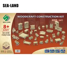 Детские игрушки из 3D деревянные головоломки 34 шт./компл. миниатюры 1:12 Кукольный мебель для dollsmini Сделай Сам Строительная модель для Детский подарок