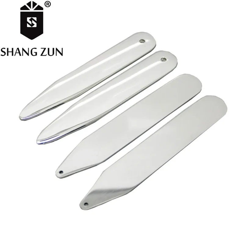 SHANG ZUN 4 Pcs Metal Stiffeners Stays Bones Set For Dress Shirt Men's Gifts Stainless Steel with Hole 2.37