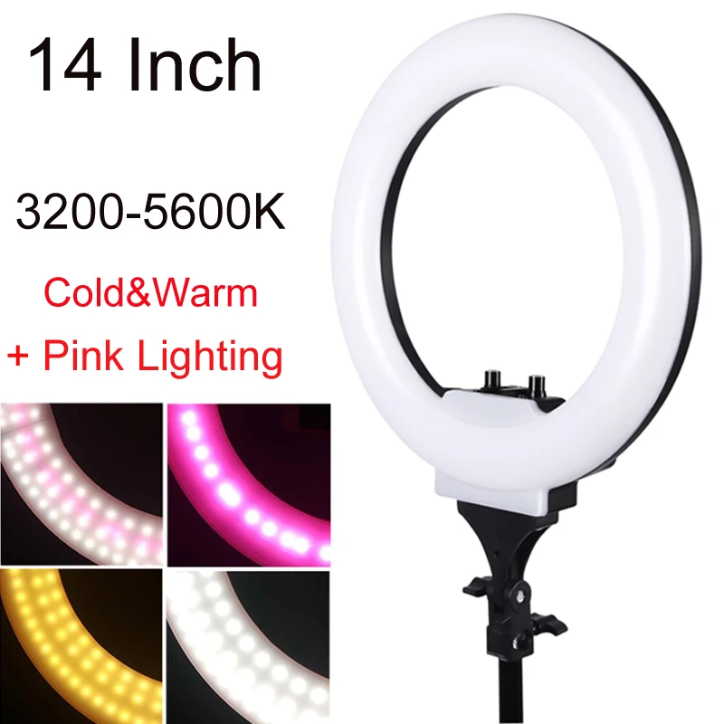  Photo Studio New 14 inch LED Ring Light 35cm 3200-5600K add Pink Lighting Selfie Light for youtube  - 33050875254